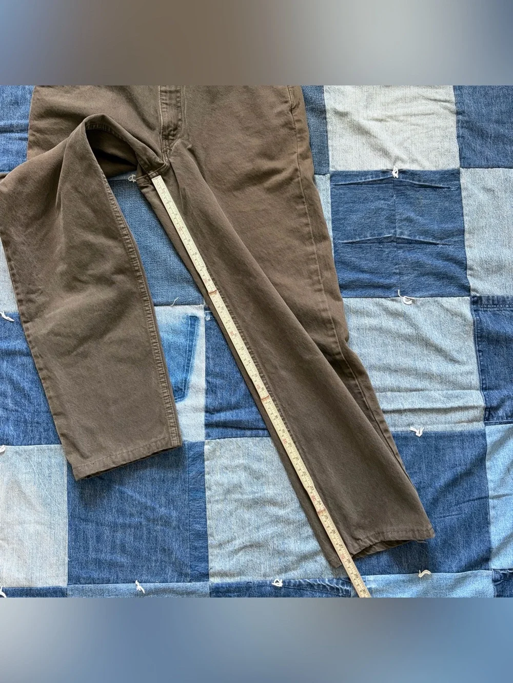 vintage levi’s 550 denim pants army green made in usa relaxed fit 32x28
